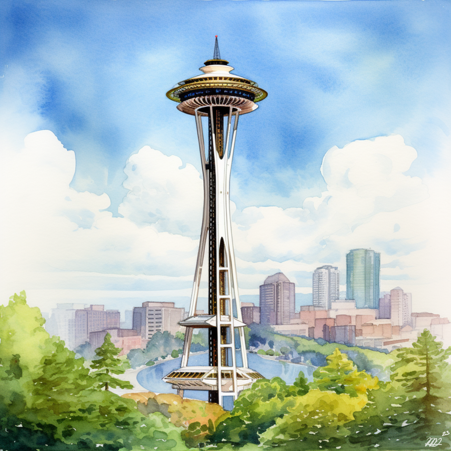 Space Needle Painting